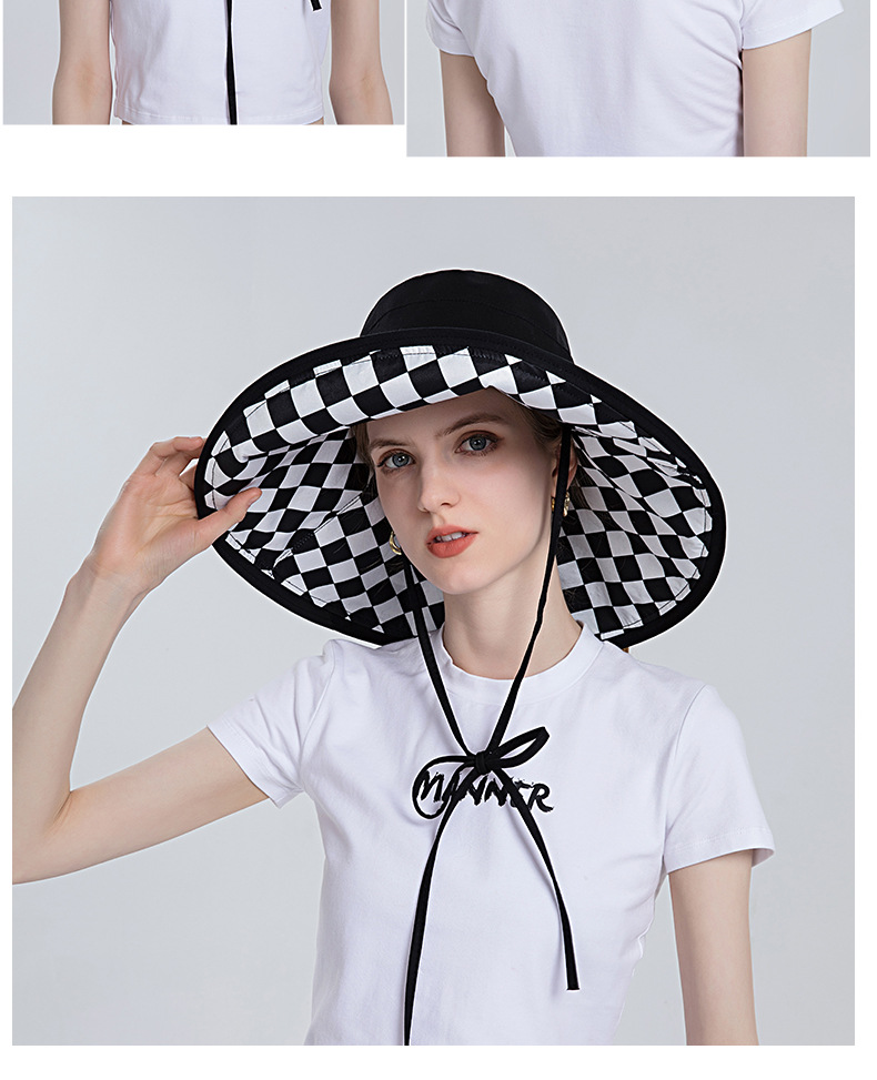 Double sided Plaid Pattern Open Top Floppy Hat Ponytail Hole Temu Netherlands