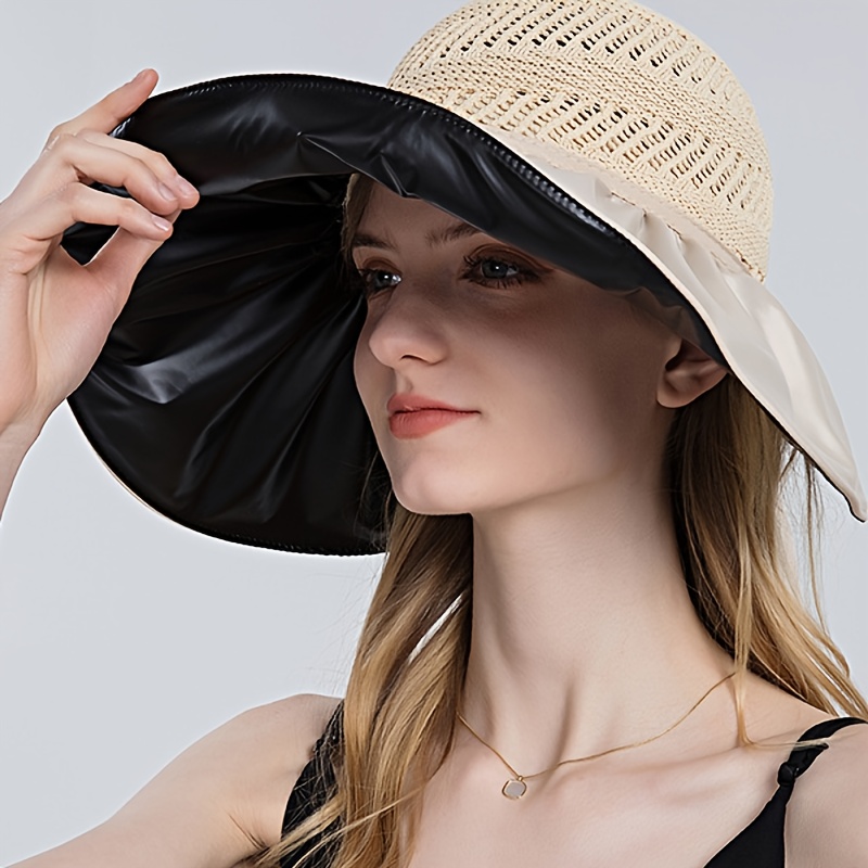 Elegant Wide Brim Sun Hat Uv Protection Foldable Design - Temu