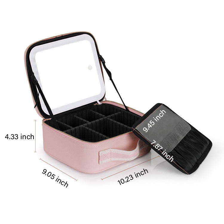 Travel Makeup Bag Mirror Large Capacity Cosmetic Storage Box