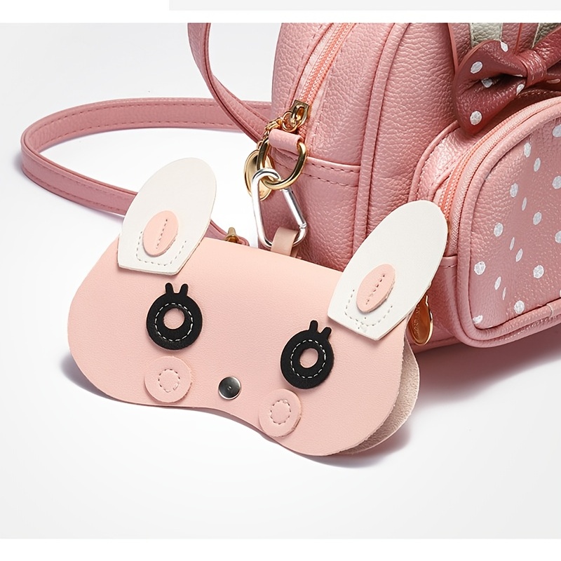 cartoon owl rabbit demon design glasses bag cute pu leather sunglasses pouch portable eyewear container with lobster clasp details 8