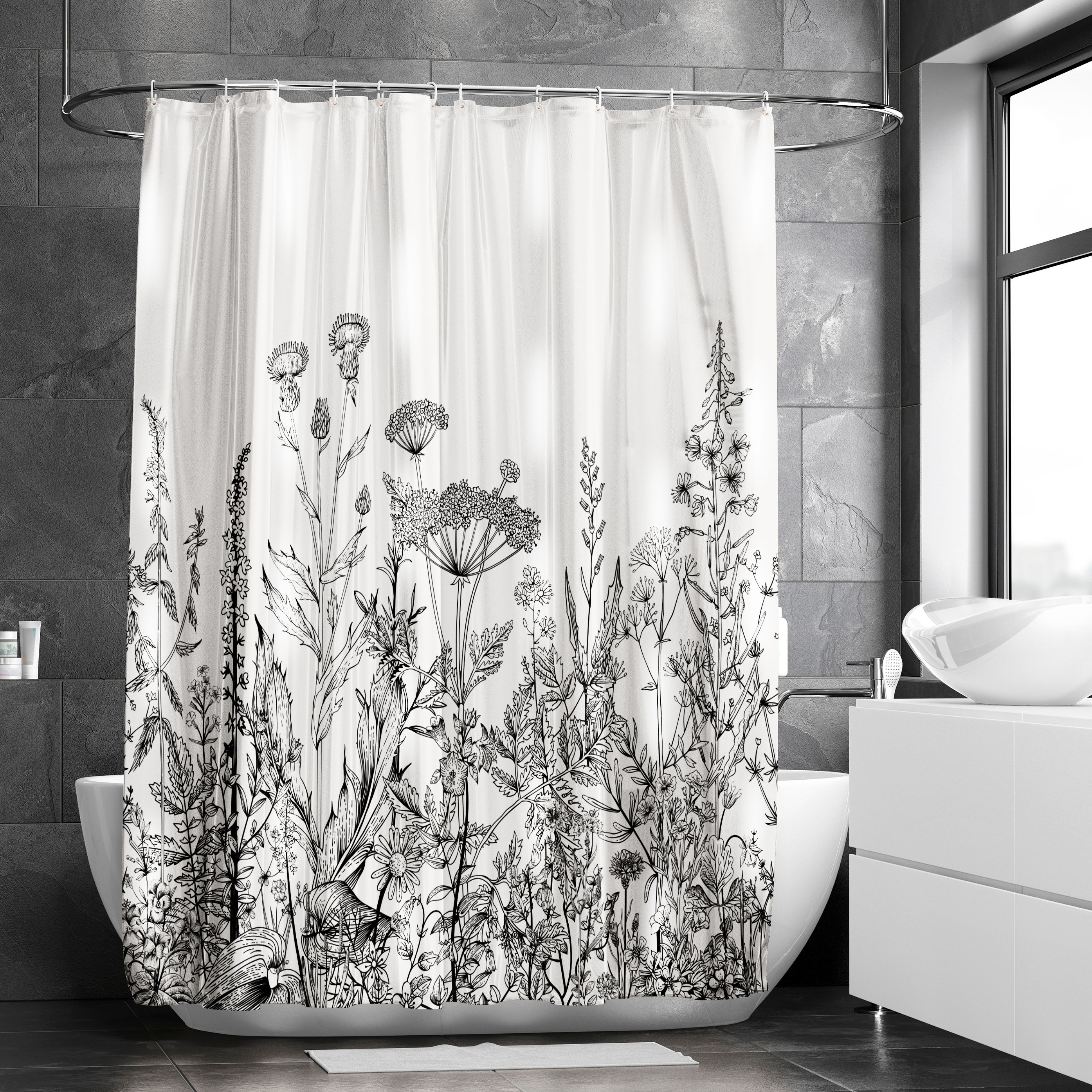 Floral Bird Leaf Pattern Shower Curtain Waterproof Bathroom - Temu