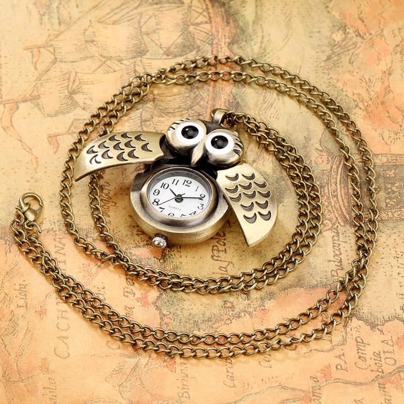 Lindo Reloj Bolsillo Forma Dibujo Animado Búho Hombres, Reloj