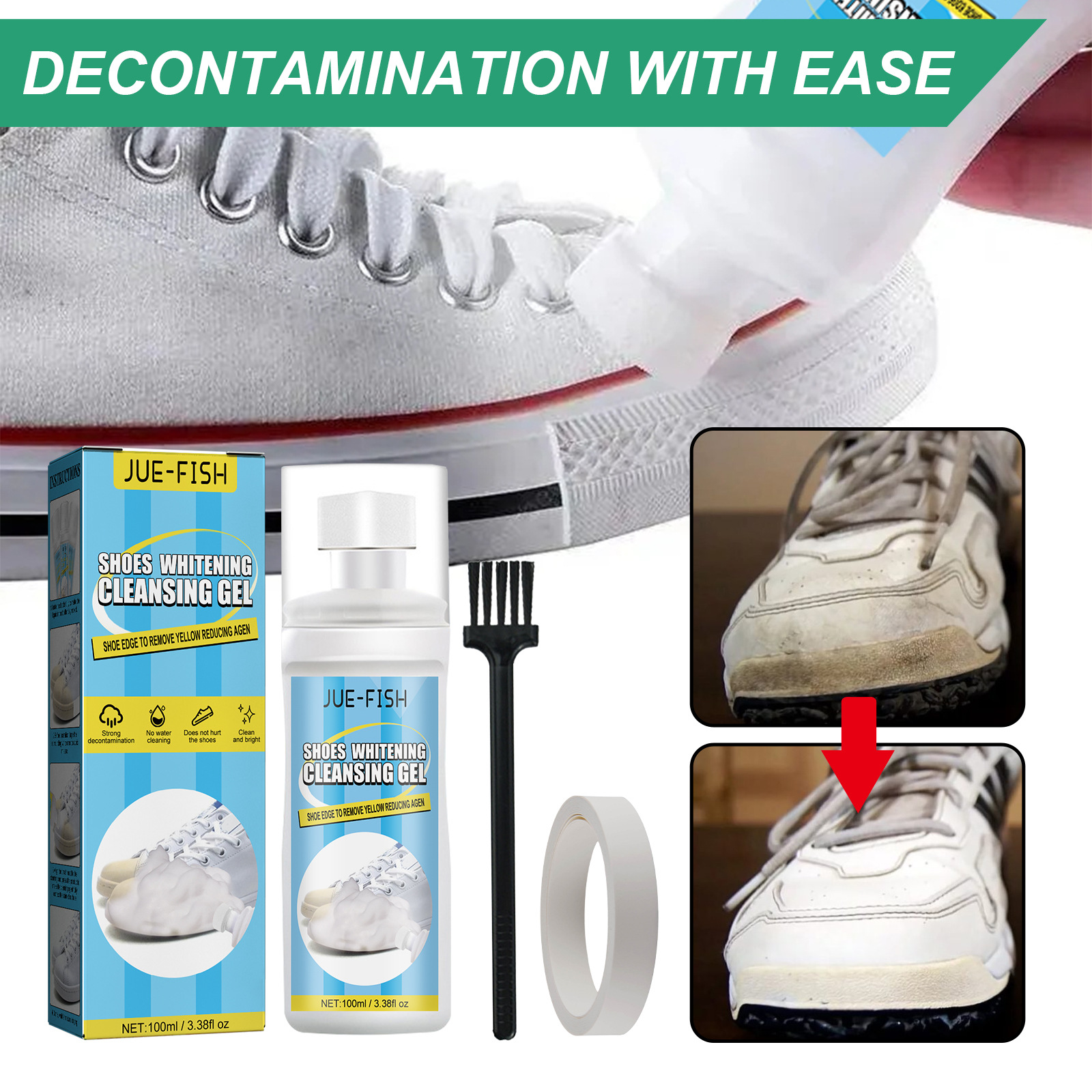 Jue Fish Small White Shoe Cleaning Cream One Wipe Is A White Artifact  Disposable Sports Canvas Shoes To Clean And Remove Stains