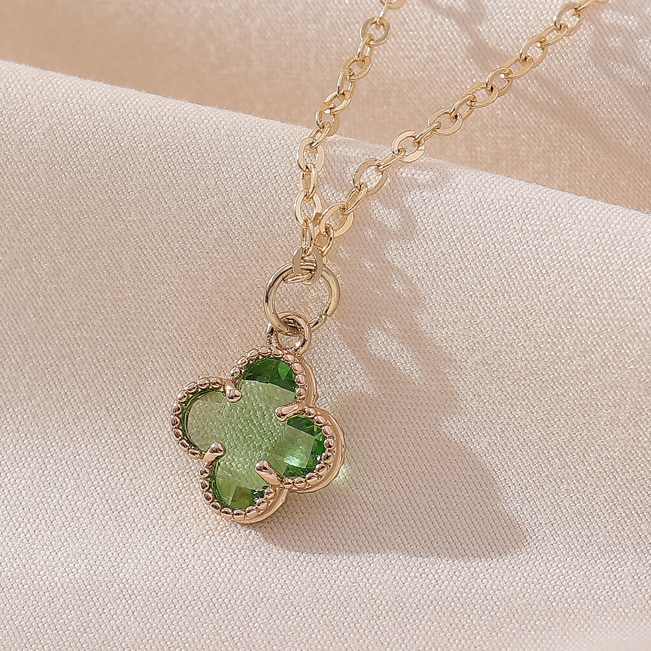 Green Opal Four Leaf Clover Pendant Necklace Personality St. Patrick's Day  Gift - Temu