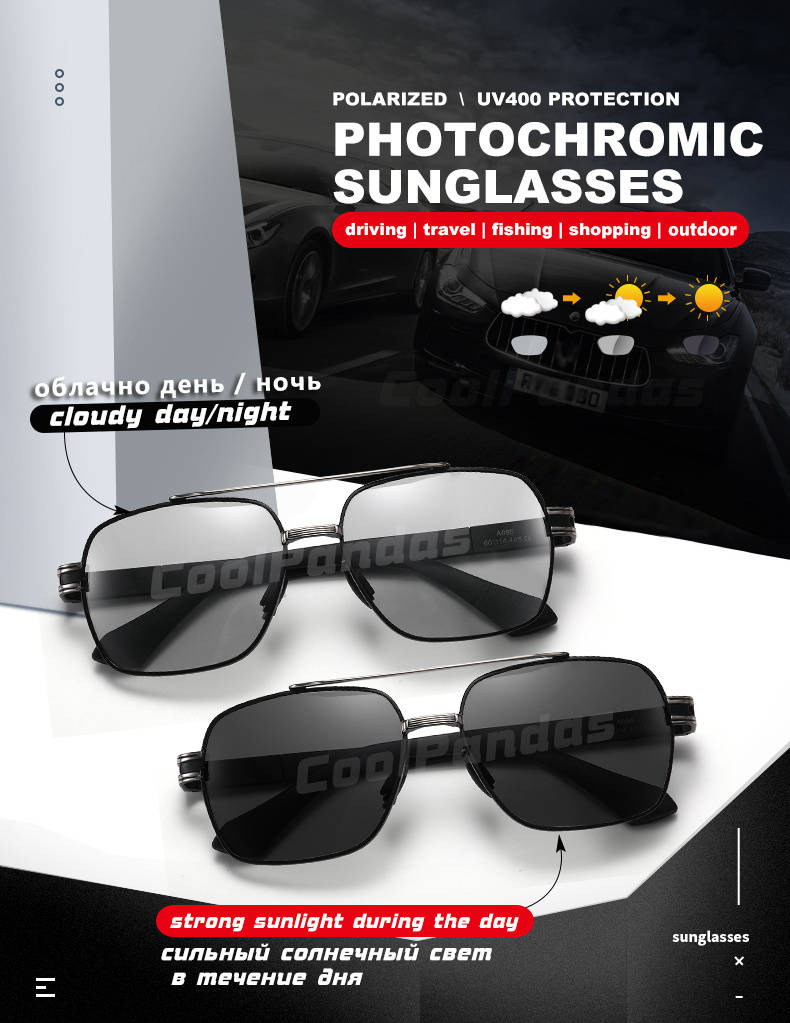 Coolpandas High Quality Sunglasses Polarized Men Women Photochromic Uv400  Protection Driving Sun Glasses Unisex Chameleon Lens, Shop On Temu And start  Saving