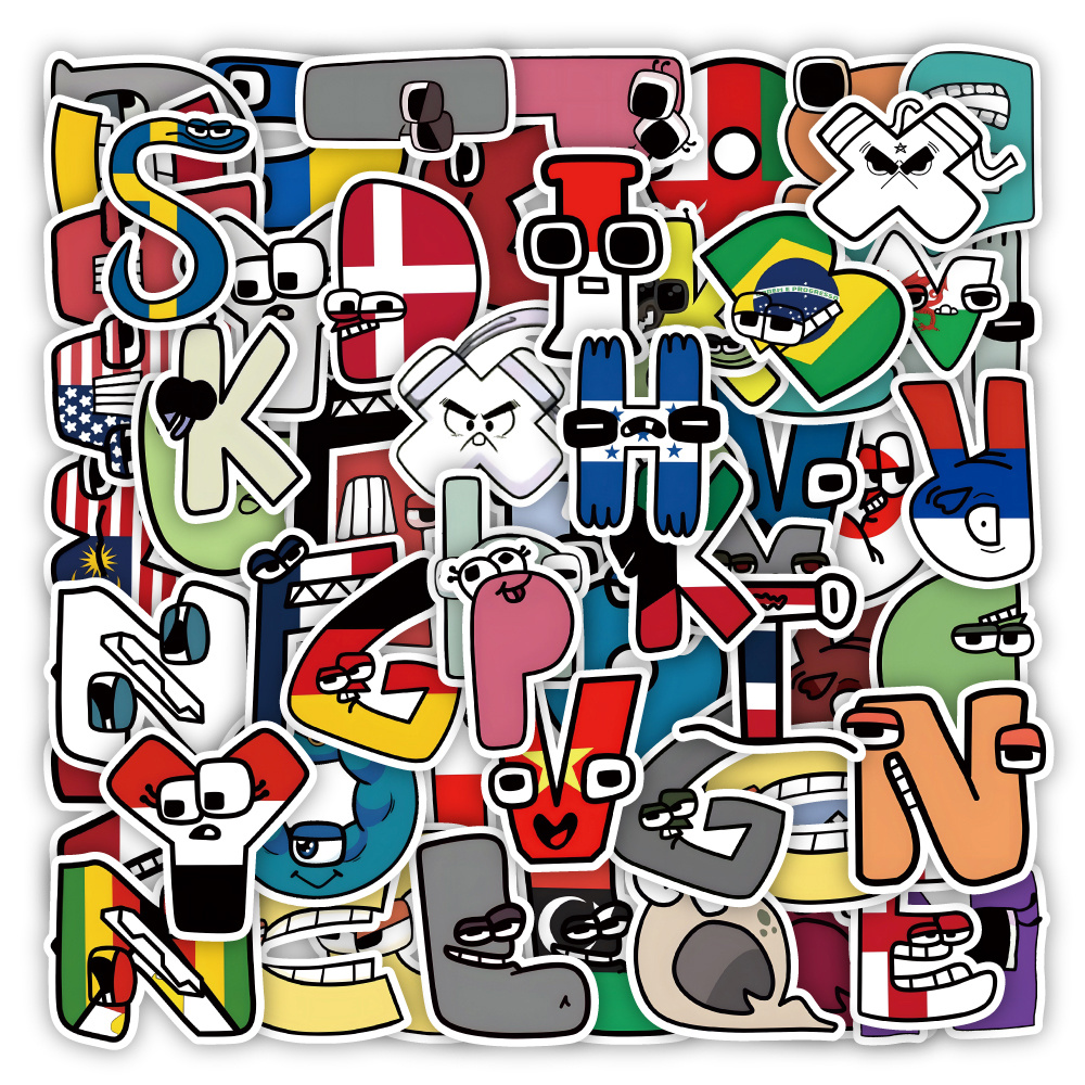 50PCS Alphabet Lore Stickers, Cartoon Aesthetic Vinyl Waterproof