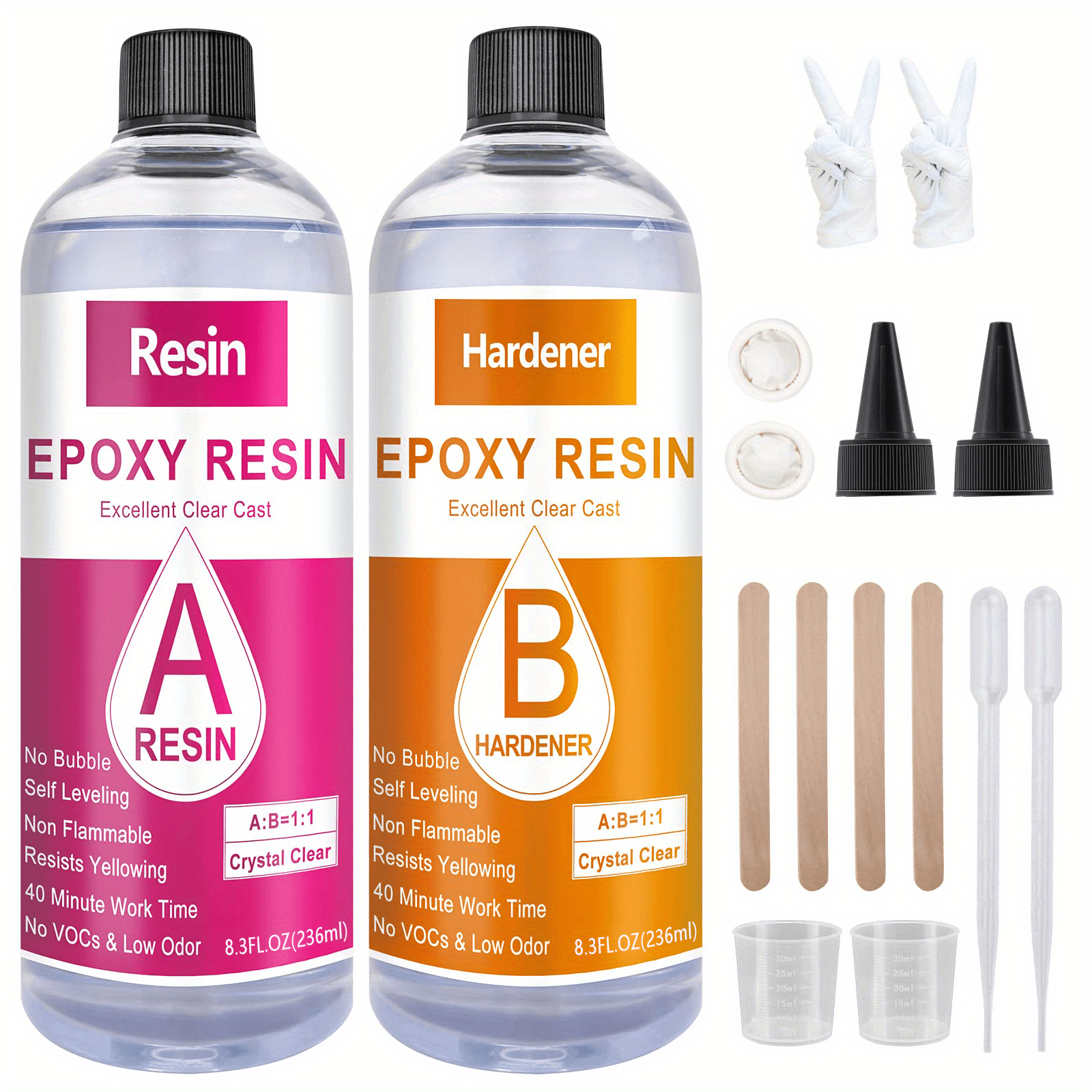 SUPERCLEAR® - Kit de resina epoxi de 1 galón, resina epoxi, resina epoxi  transparente superbrillante, 2 partes autonivelante, mesa de resina epoxi