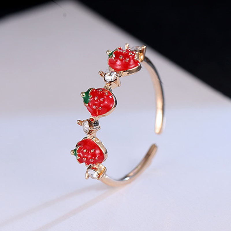 Strawberry Ring 14K Plated Open Ring