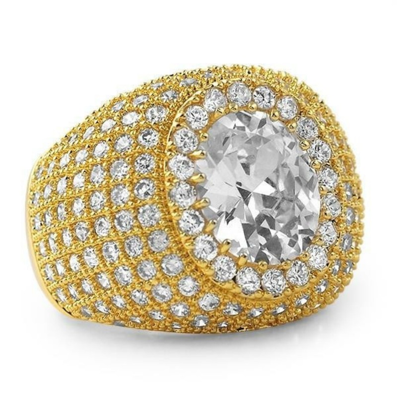 Silver Zircon Ring Wedding Engagement Business Men