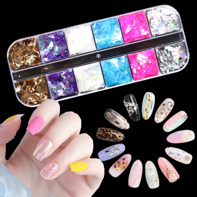 Holographic Nail Sequin Glitter Accessories Colorful 3d - Temu