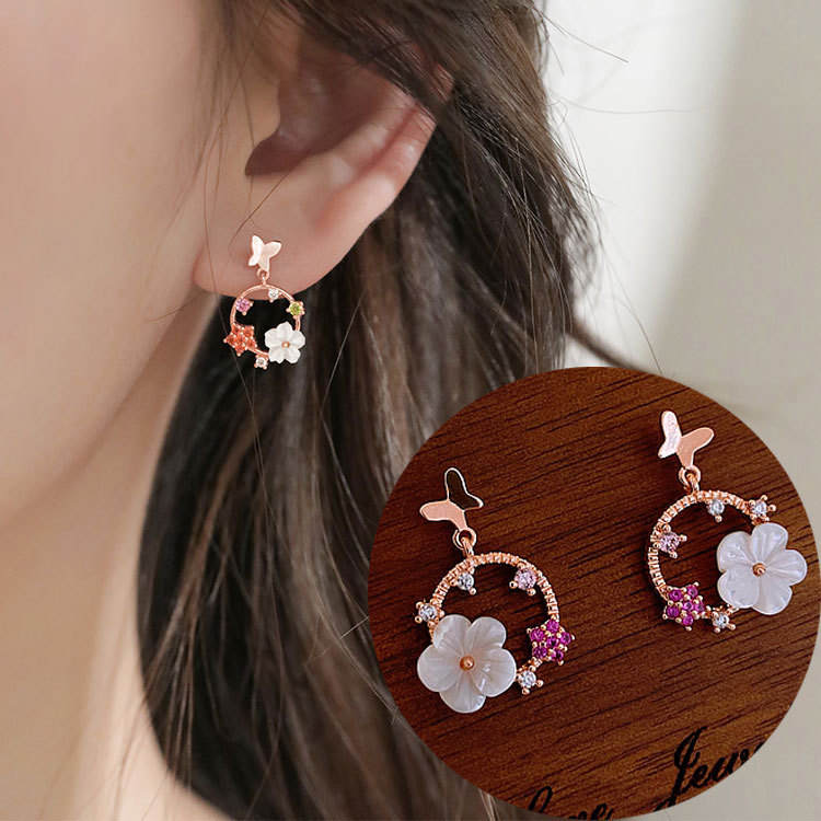 Creative Butterfly Star Flower Earrings Elegant Ornaments Cute Ear Jewelry  For Women Birthday Gift - Temu