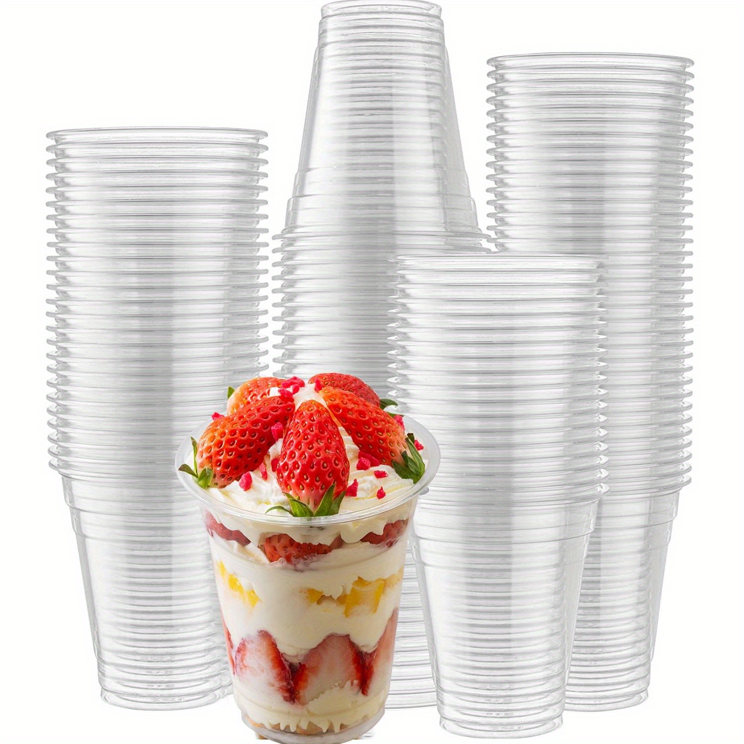 Upper Midland Products 32 OZ Cups and Lids, 50 Sets Large Plastic  Disposable Clear Cups For Ice Coffee