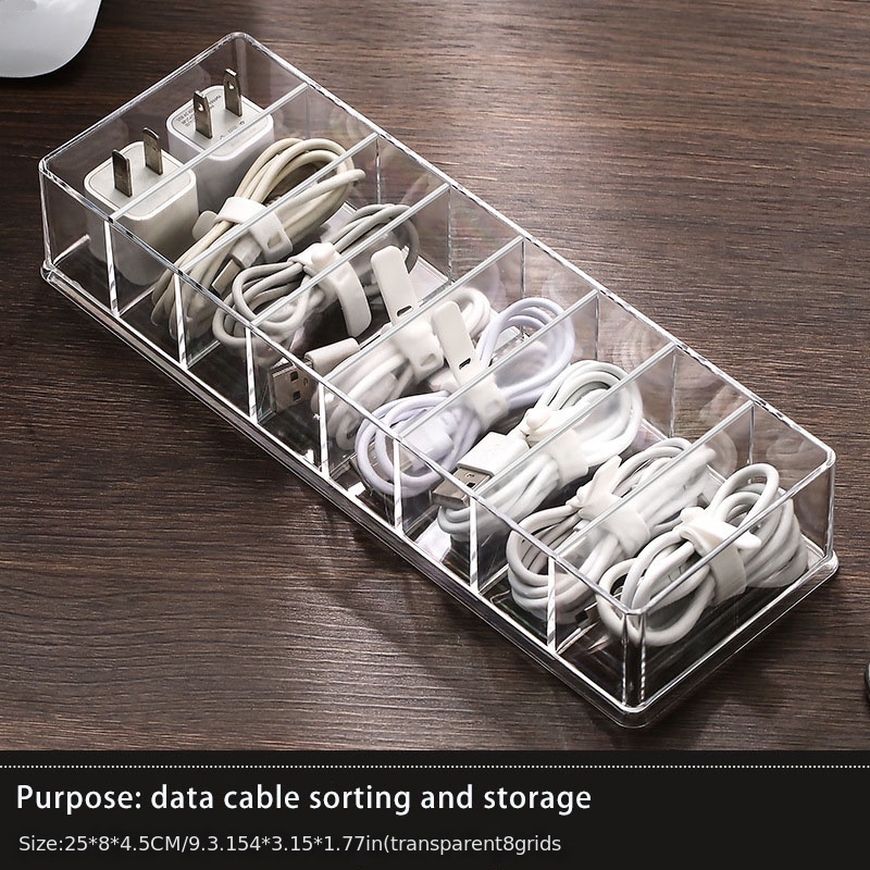 Câble d'alimentation Boîte de rangement Case anti-poussière Chargeur Socket  Organisateur réseau d'ordinateurs de bureau bac de stockage (blanc)