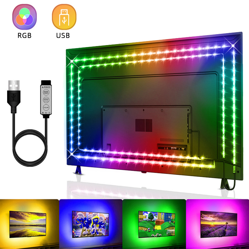 Ruban LED TV 2m RGB,TV LED Rétroéclairage USB 5050 SMD, Bande LED