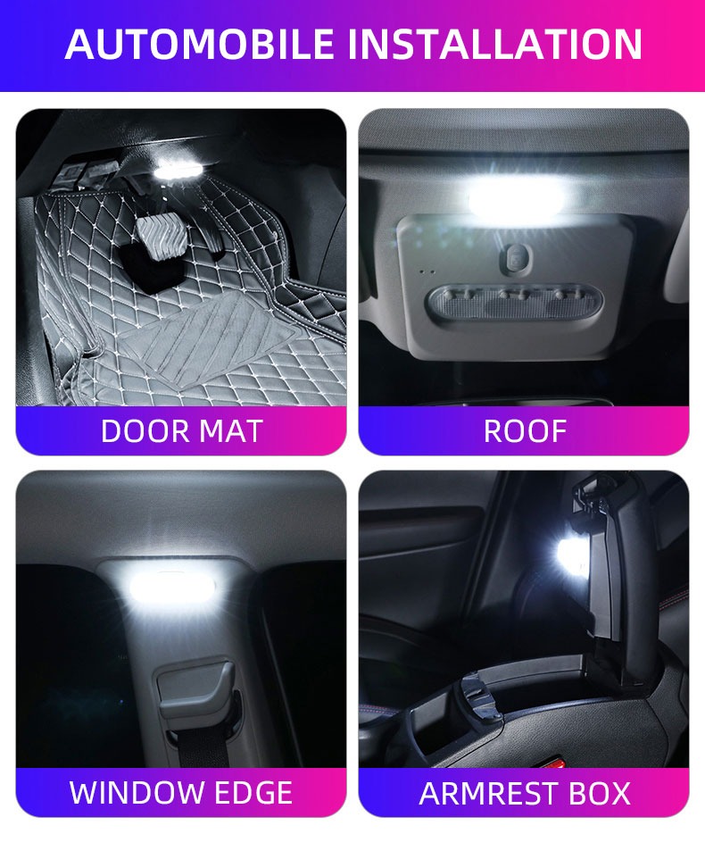 1pc touch sensor led ambient light 8 led car interior roof reading lamp wireless colorful atmosphere light usb rechargeabl foot lamp details 12