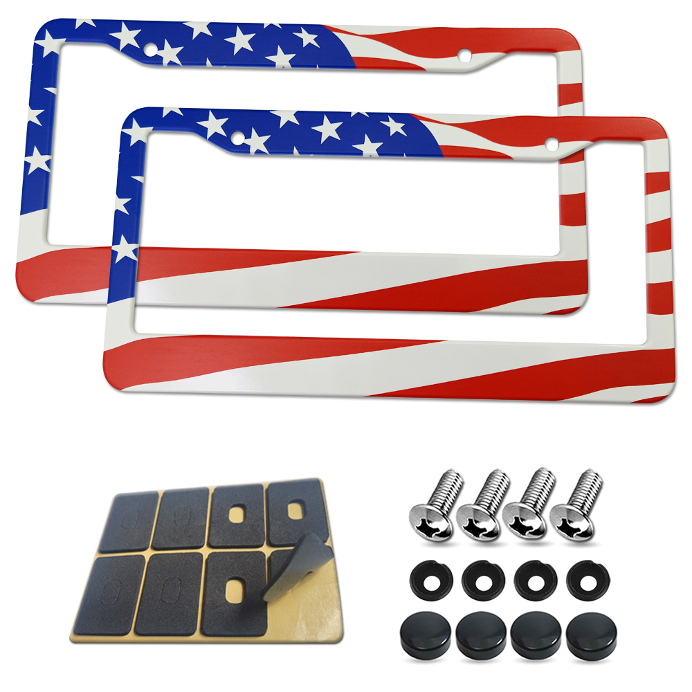 1 Marco Placa Matrícula Bandera Americana Negra, Cubierta Soporte Etiqueta  Coche Aluminio Resistente Patriótico Ee. Uu., Parachoques Delantero/suv,  Tornillos, Tapas - Automotriz - Temu Chile