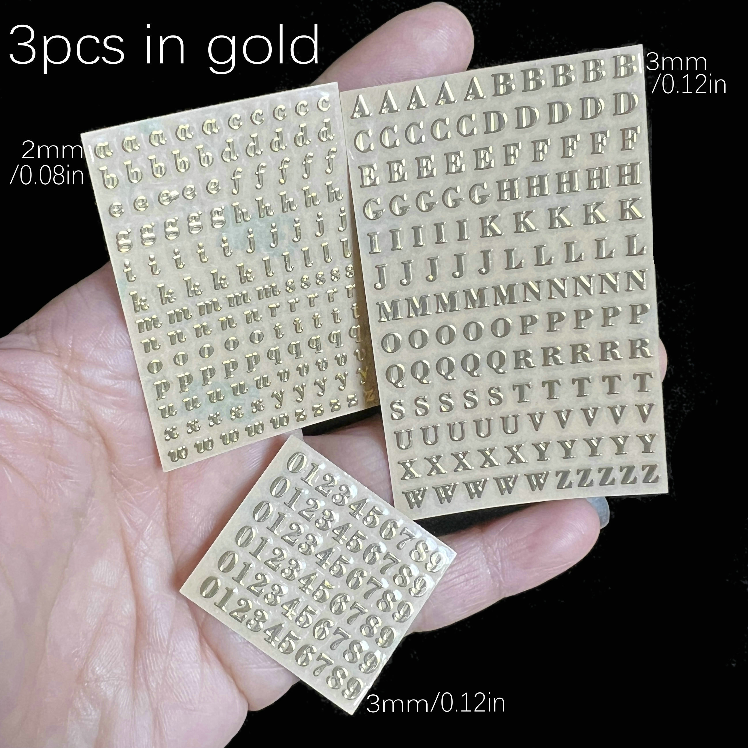 5Pieces/set Gold Silver 3mm Alphabet Number Stickers Mini Glitter Letter  Stickers for Scrapbooking Home Decors Supplies H8WF