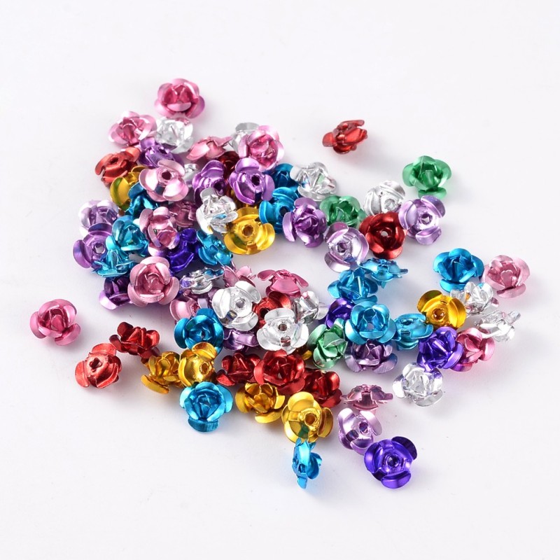 Aluminum Rose Flower Tiny Metal Beads Mixed Color - Temu