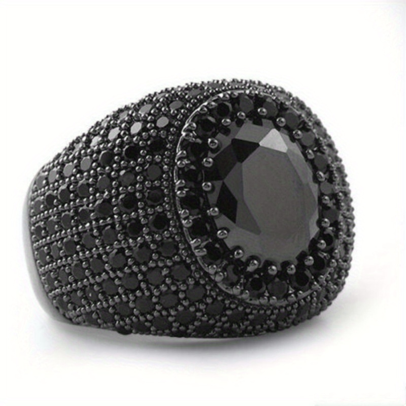 Silver Zircon Ring Wedding Engagement Business Men