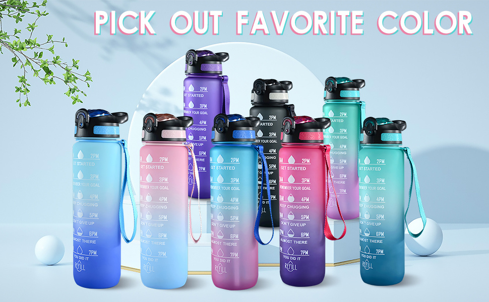 Durable Gradient Water Bottle With Removable Straw And Handle Perfect ...