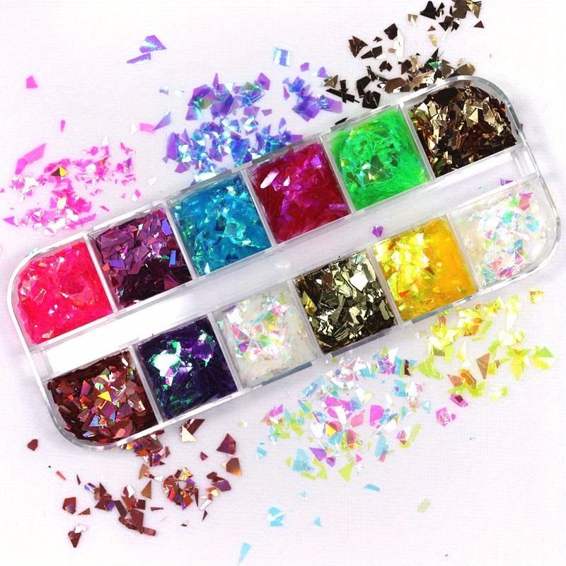 JMEOWIO 12 Rejillas Vistoso Glitter para Uñas Brillantes Purpurina