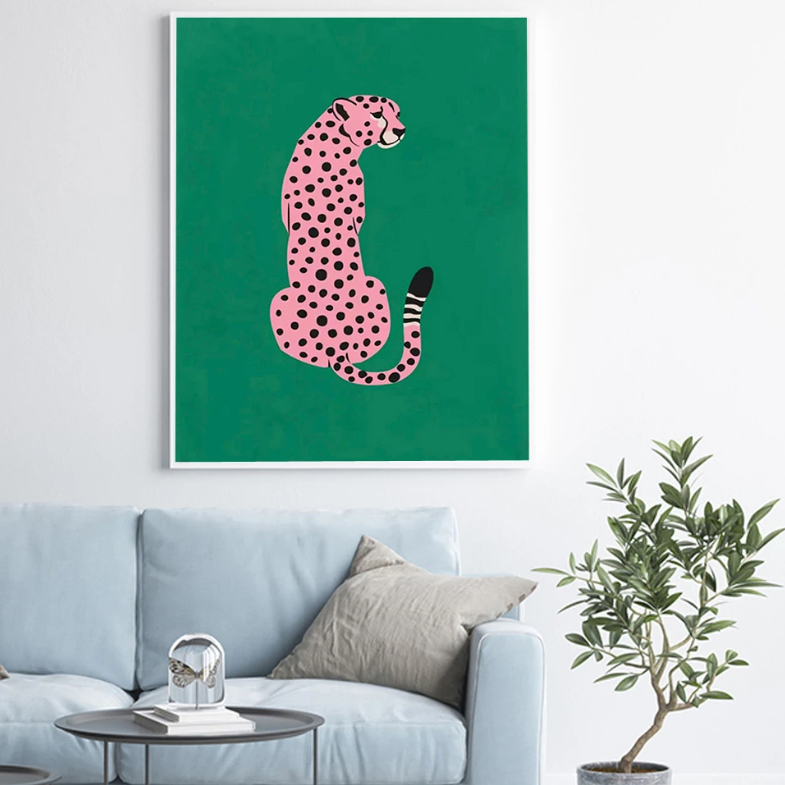 Pink Abstract Graffiti Wall Art Poster Print Picture Cheetah