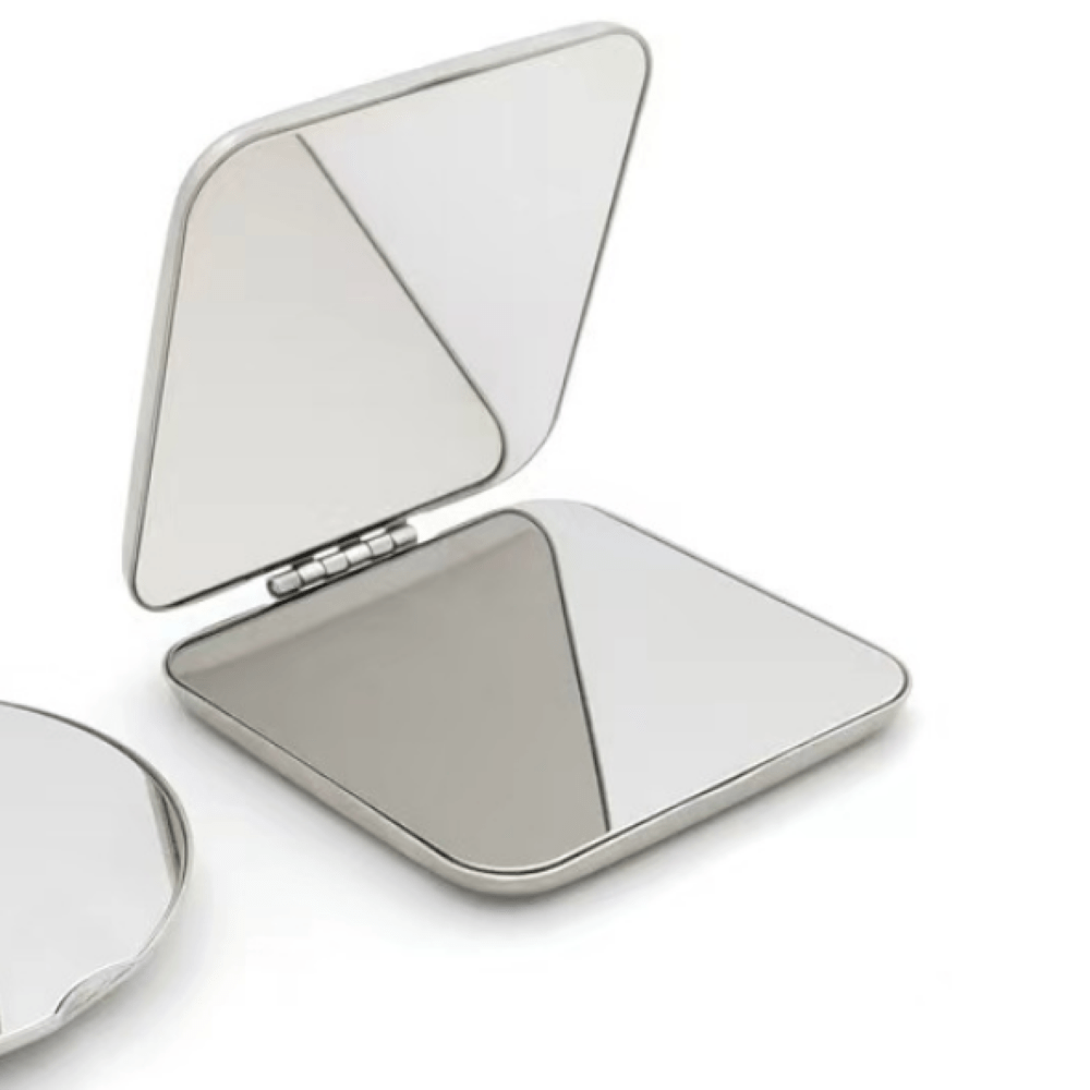 Flora Luxury Silver Compact Mirror Travel Makeup Mirror Stainless Steel  Pocket Vanity Mirror 2 Sided Portable Folding Mirror