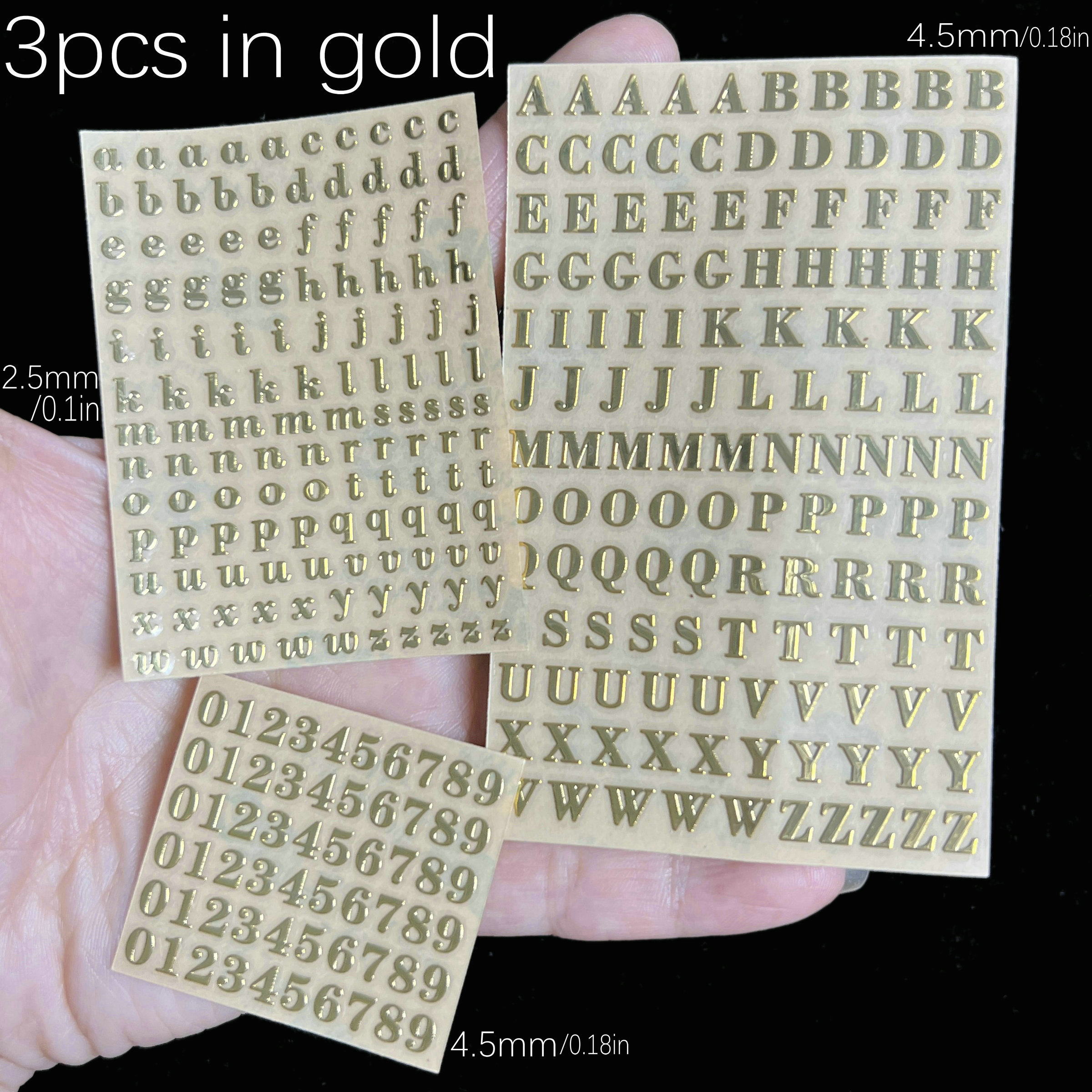Alphabet Letter Number Sticker 6 Sheets Mini Resin Stickers Self Adhesive  1/8