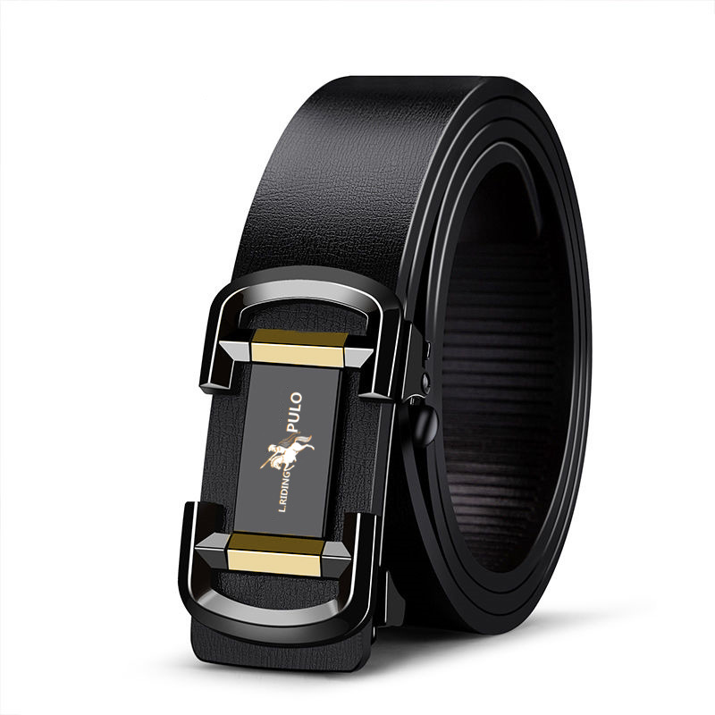 2023 New Leather Belt Casual Men's Toothless Automatic Buckle Leather Belt  Black Buckle Cowhide Belt Men's Pants Belt - Temu