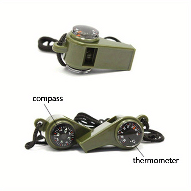 GHPKOTW Survival Whistle 4-in-1 - Mit Kompass, Thermometer & Lupe