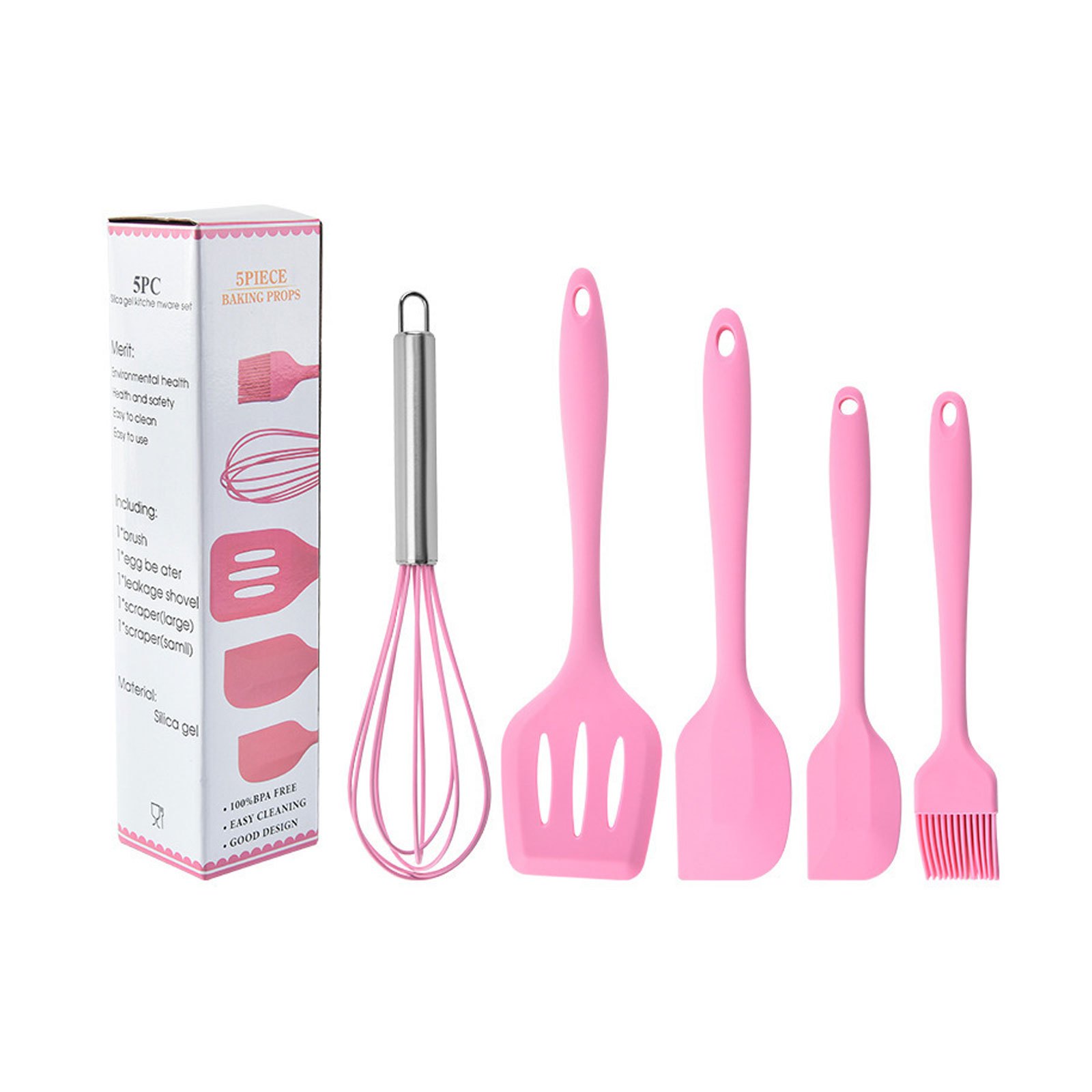 5 Pcs Silicone Kitchen Utensils Baking Tool Set Oil Brush Cream Scraper Kitchen  Accessories Baking Tools for Cakes