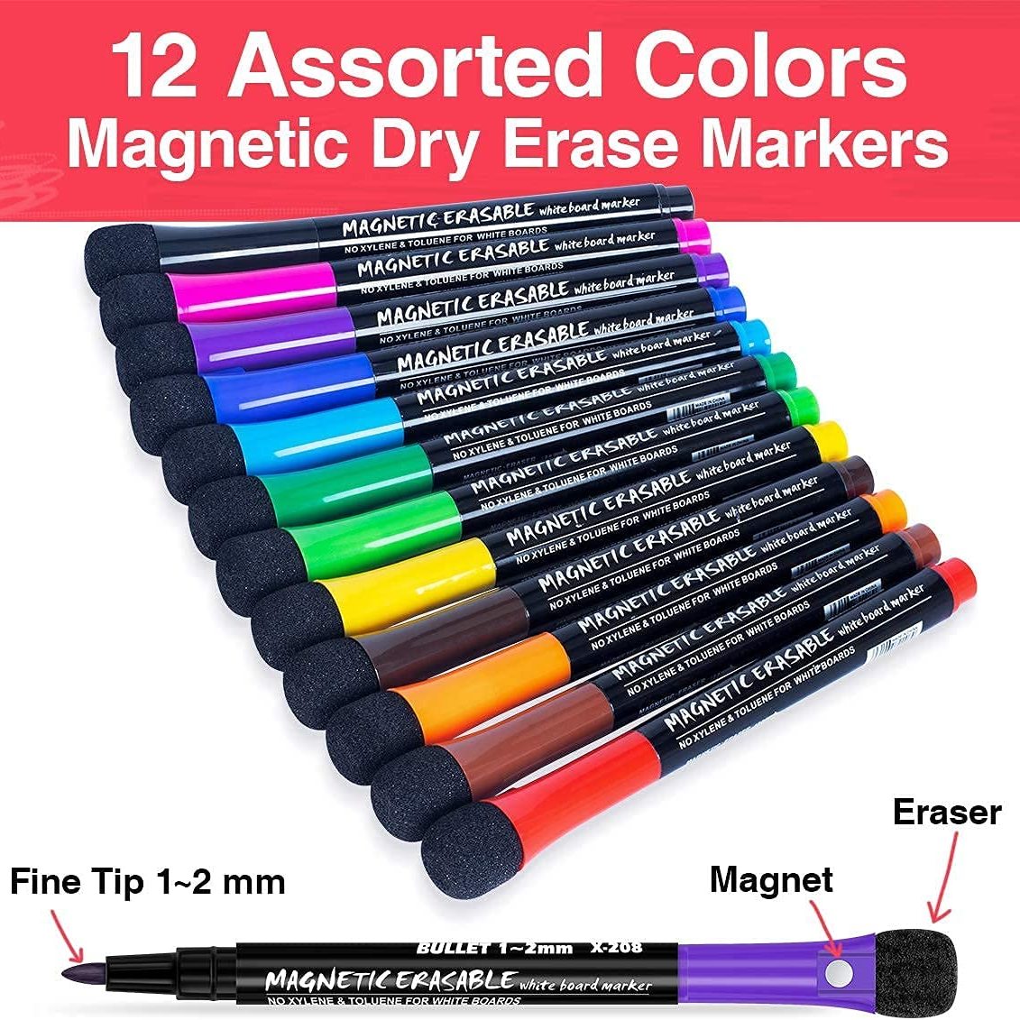 4/10Pcs Dry Erase Markers Ultra Fine Tip,0.5mm 3Colors Erasable