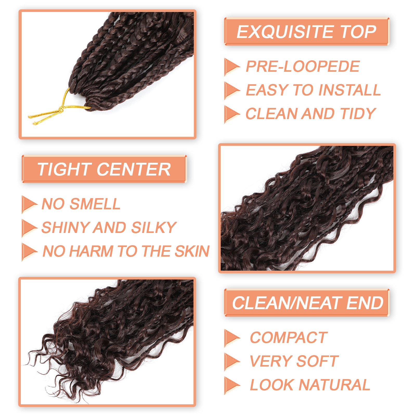 12 Roots Box Braids Crochet Braiding Hair Extensions Curly - Temu