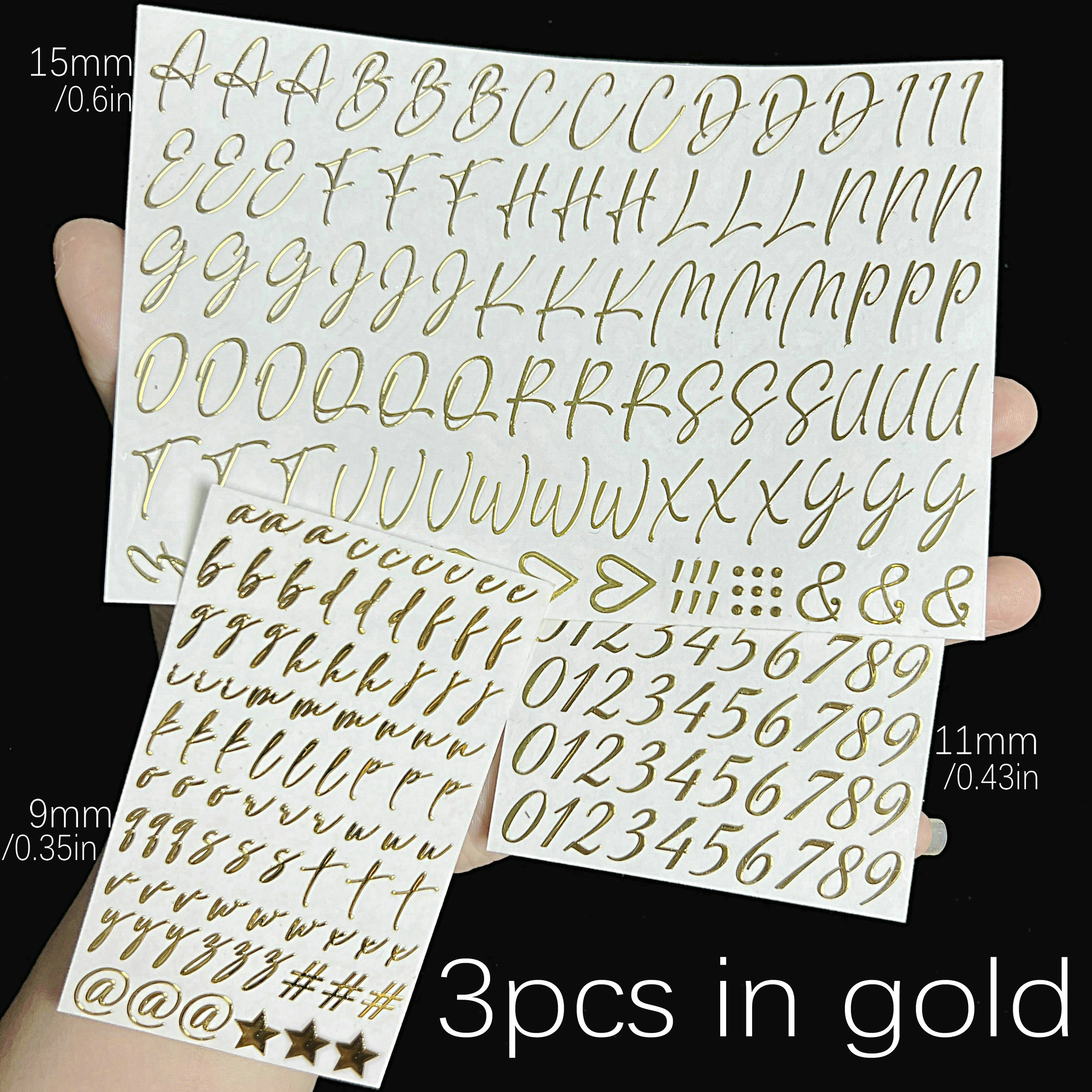 Alphabet and Letters / 0 9 Numbers Stickers, Gold Decorative Stickers - Letter, Number, Other