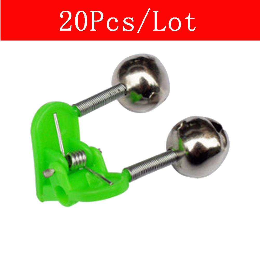 Fishing Rod Alarm Loud Dual Alert Bells Fishing Bells Clips for Sea Rods  (green)(100pcs) 