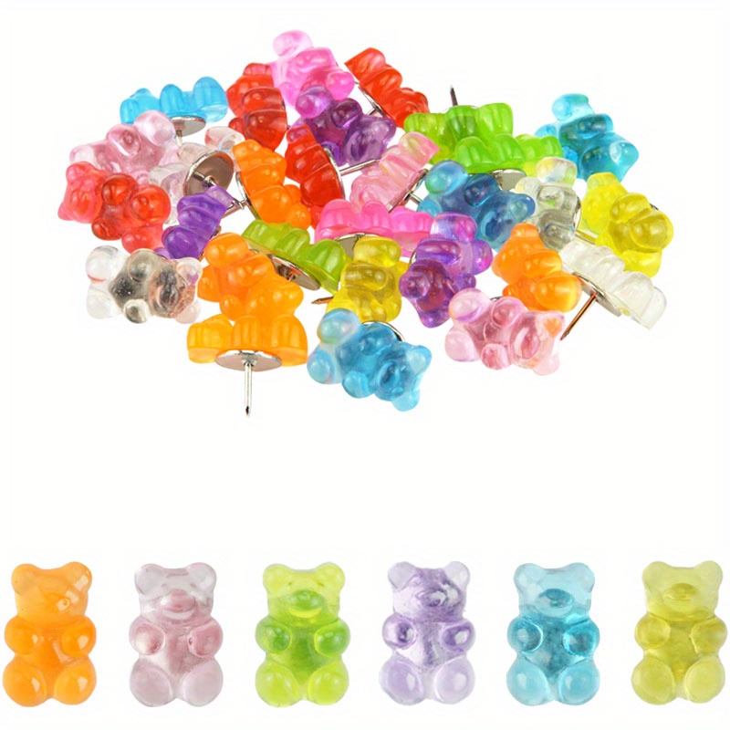 Adorable Bear Push Pins Translucent Thumb Tacks For Decorating Cork