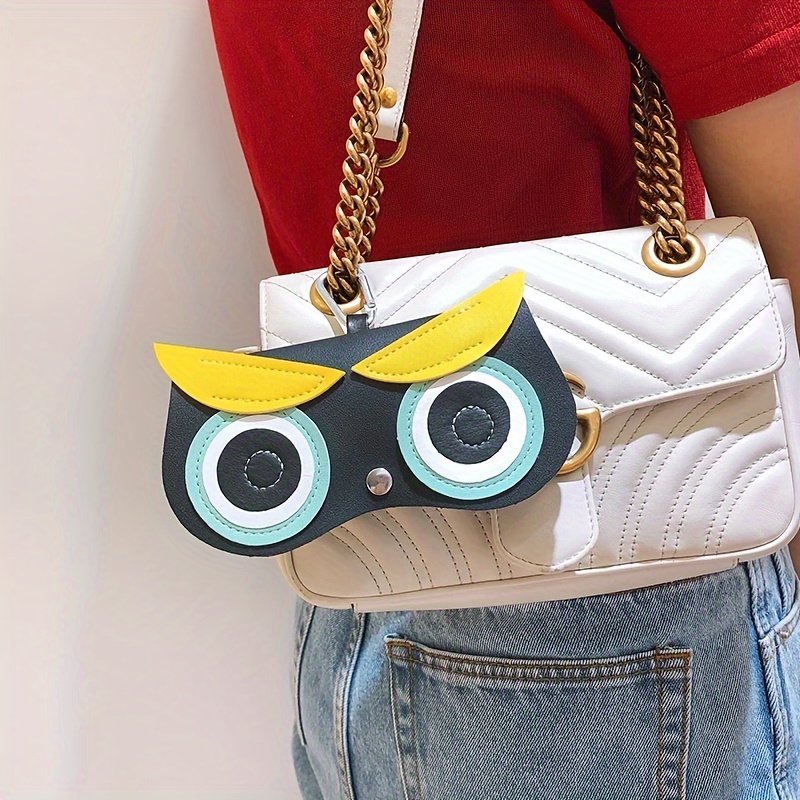 cartoon owl rabbit demon design glasses bag cute pu leather sunglasses pouch portable eyewear container with lobster clasp details 0