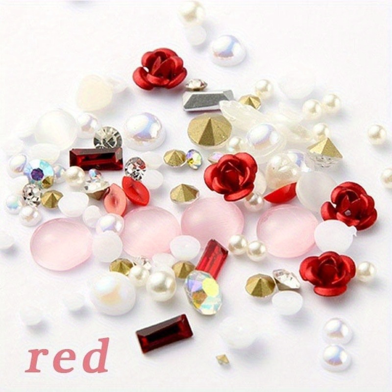 Rose Red Fluorescent Rhinestones For Nail Art Diy - Gorgeous Glass Crystal  Charms For Nail Art - Temu