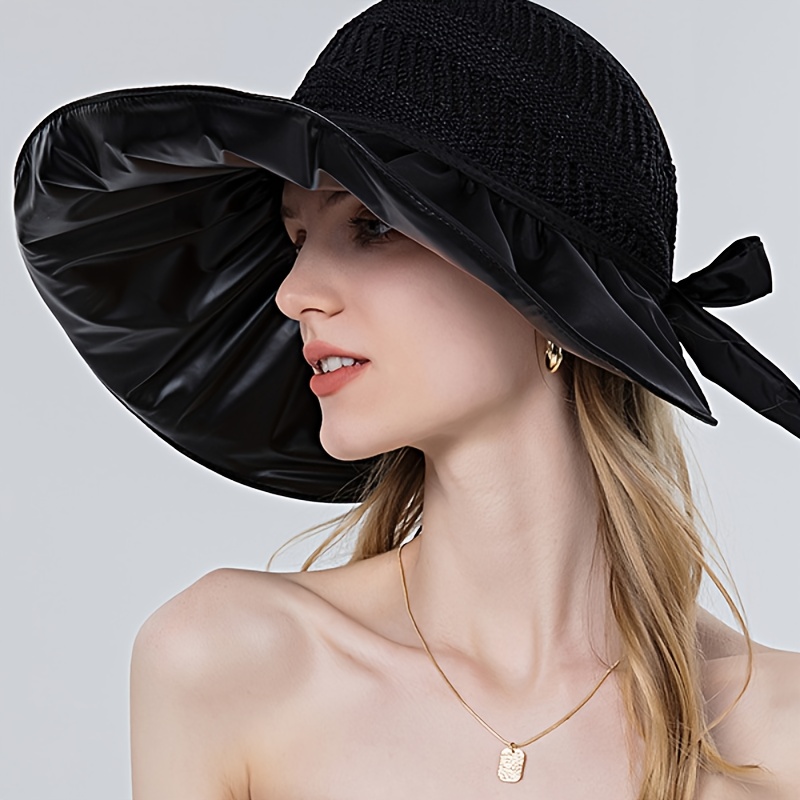 Braided Trim Wide Brim Hat Shell Beads Decor Sun Protection - Temu
