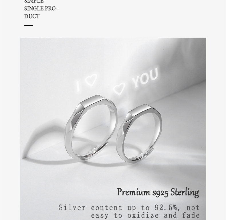 valentines day gift idea   925 sterling silver couple projection rings with white golden plating   optical illusion rings for couples tiktok trendy love projection jewelry for valentines day details 3