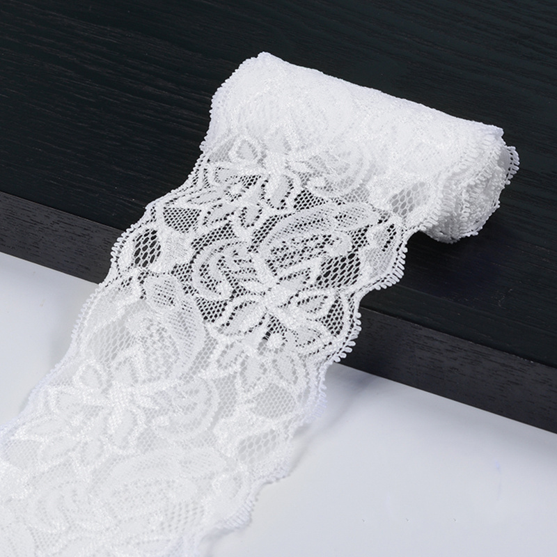 7 Wide White Lace Fabric Sewing Lace Ribbon Trim Elastic Stretchy Lace for  Crafting 5 Yard : : Home