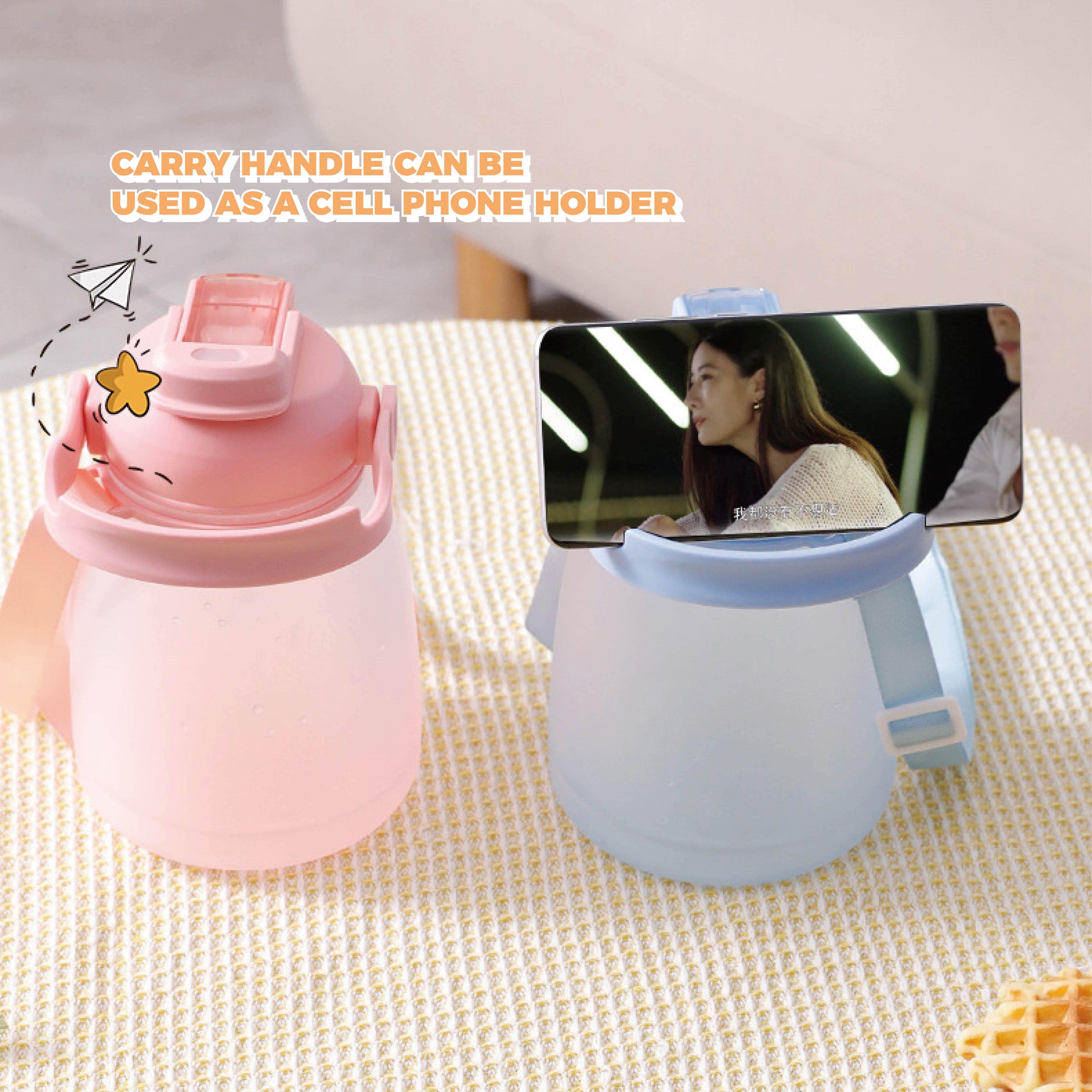 1500ml PORTABLE CUTIE UMBRE WATER BOTTLE WITH STRAW (STICKER FREE)(HANDLE  PHONE STAND)