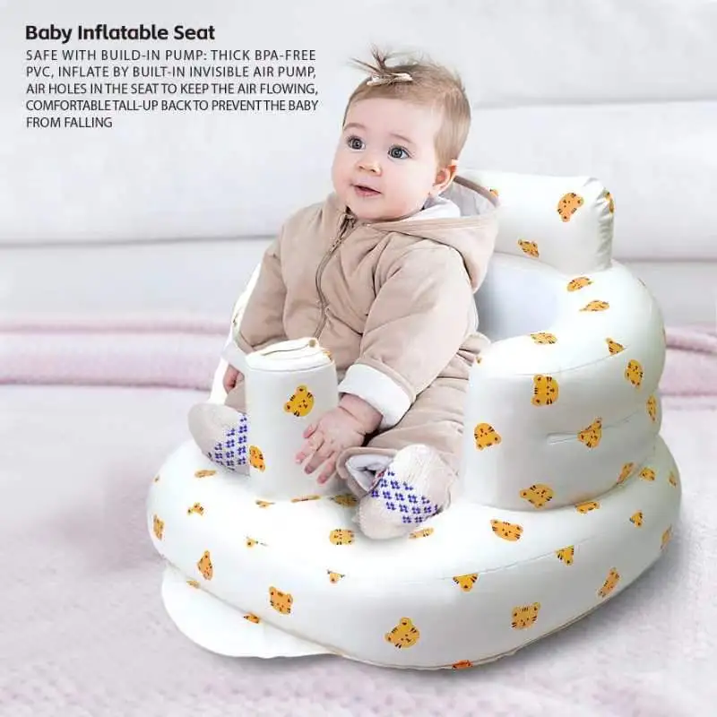 1pc baby sitting bath stool anti fall portable chair baby inflatable sofa foldable chair widen bath stool style optional details 3