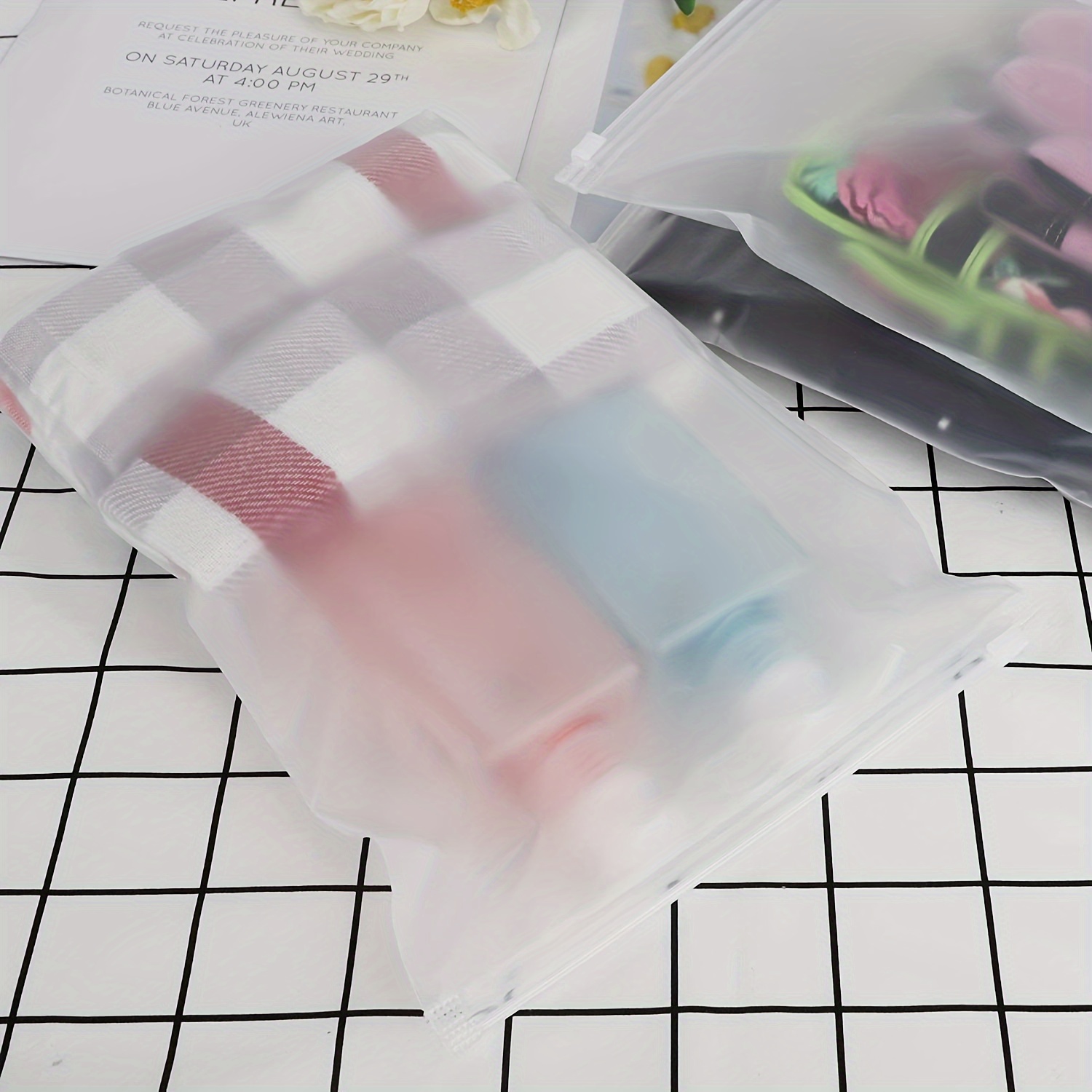 10PCS Travel Frosted Ziplock Bag PE Storage Bag Plastic Zipper EVA  Translucent Bag Ziplock Bag Waterproof Packaging Bag