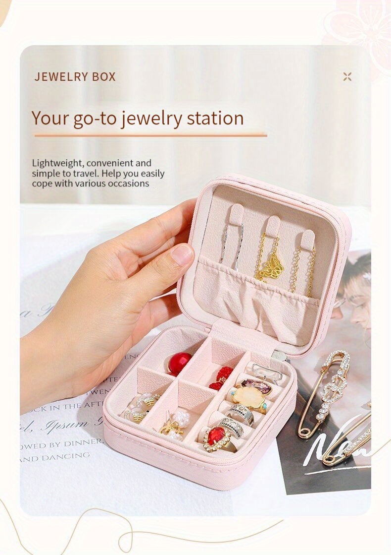 Casegrace - Mini joyero portátil de viaje de cuero para joyas, organizador  de anillos, caja de regalo para niñas y mujeres