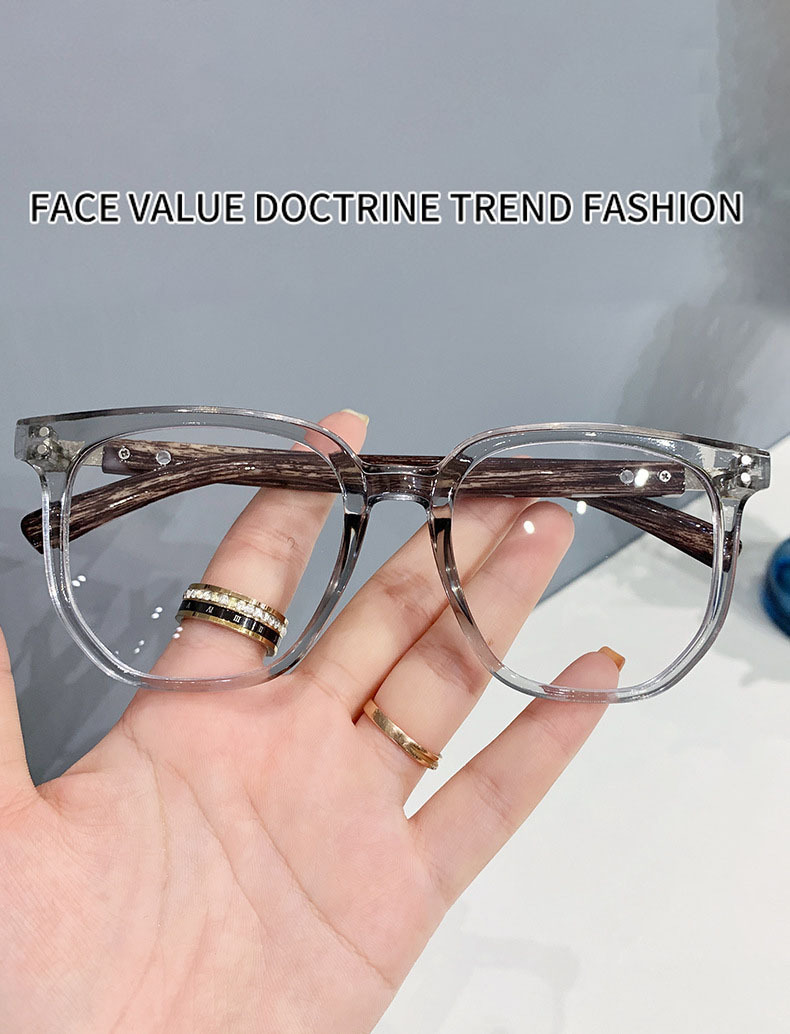 wood grain anti blue light glasses large frame trend glasses