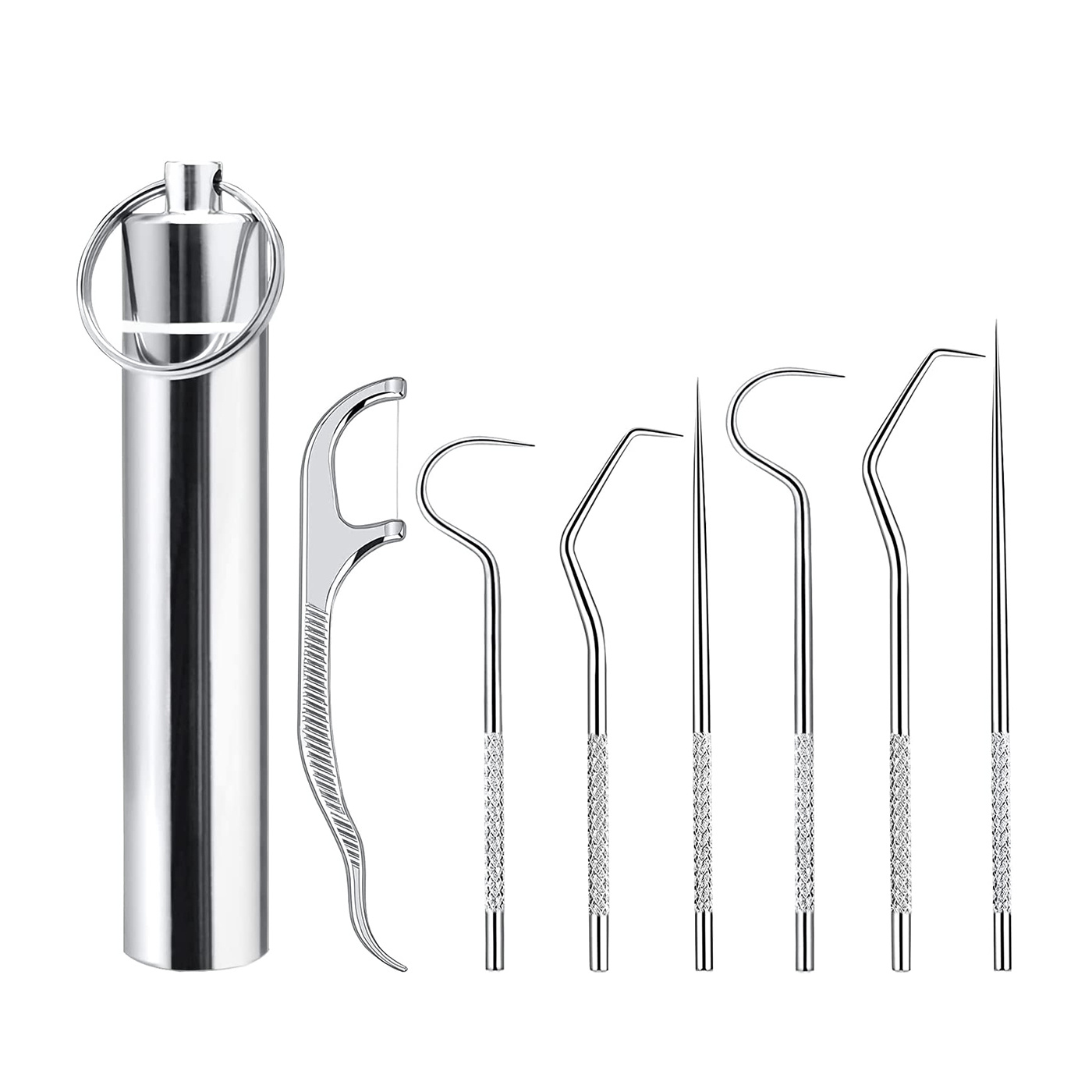 6 Pcs Stainless Steel Toothpick Set, Reusable