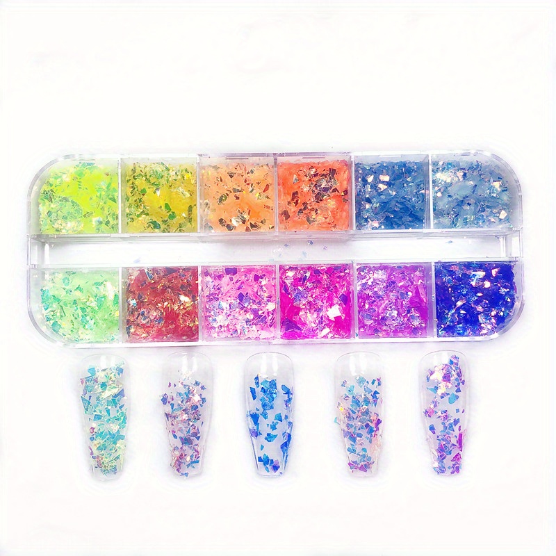 JMEOWIO 12 Rejillas Vistoso Glitter para Uñas Brillantes Purpurina