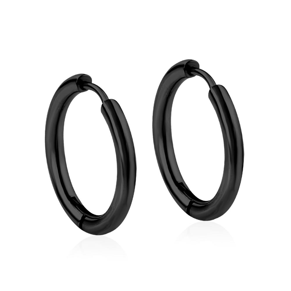 Men's Stainless Steel 10mm Thick Silver Hoop Earrings