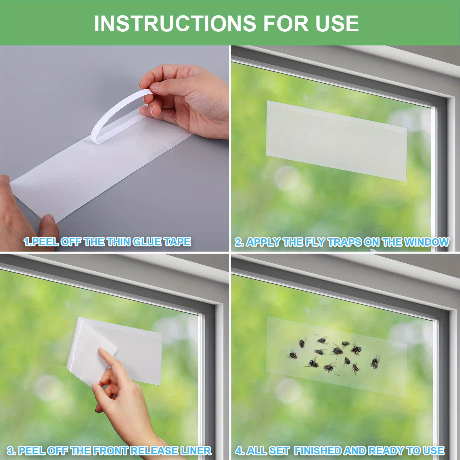 Sticky Fly Paper Disposable Fly Trap Paper Strip Pest Control Sticky Glue  Paper Non-Toxic Easy To Use Indoor Outdoor Use